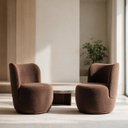 Ver imagem 1 de Kit 2 Poltronas Lia Compacta Orgânica Bouclé Moderna Confortável Sala Espera Recepção Consultório Ha