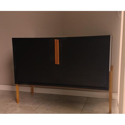 Rack Loft Fechado Preto para Tv Ate 56 Pol Larg - 90cm Donna 0102rpf02