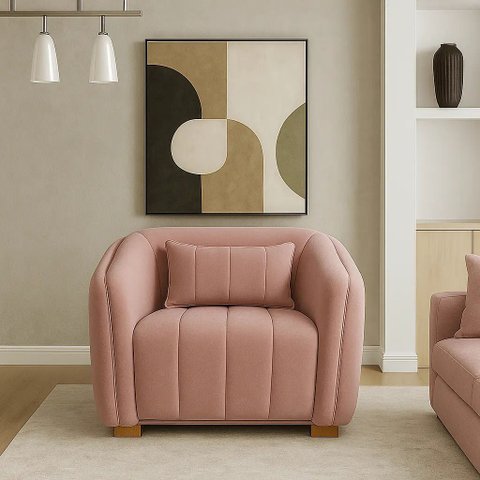 Poltrona Lilian Luxo Recepção Escritório Suede Bege:rose/liso