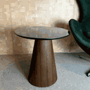 Ver imagem 2 de Mesa Cone Lateral Base Imbuia Rajado Tampo 51 cm Laca Preta Laca Preta
