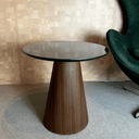 Ver imagem 2 de Mesa Cone Lateral Base Imbuia Rajado Tampo 51 cm Laca Preta Laca Preta
