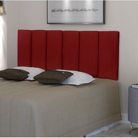 Cabeceira Almofadada para Cama Casal Box Suspensa Dubai 0,90 X 55 Vermelho Suede