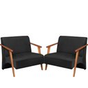Ver imagem 1 de Poltrona Namoradeira Venus Braço Madeira Maciça Suede Unidecor Preto