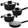 Jogo de Panelas de Indução Antiaderente Cerâmica Chicago Preto 4 Peças - Casambiente - 1