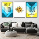 Ver imagem 1 de Kit 3 Quadros Decorativos Fé Gratidão Girassol
