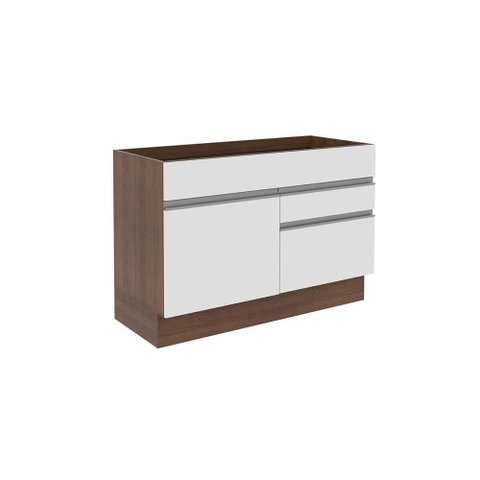 Balcão de Pia Glamy 1 Porta e 2 Gavetas Branco Rustic Madesa