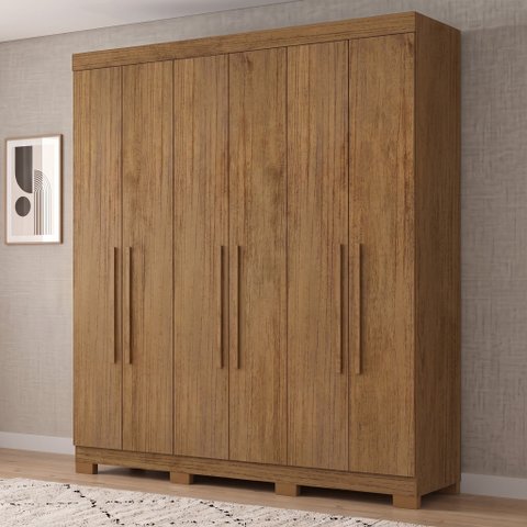 Guarda-Roupa Casal 6 Portas, 2 Gavetas e Pés Noronha Marrom/Cinamomo