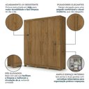 Ver imagem 4 de Guarda-Roupa Casal 6 Portas, 2 Gavetas e Pés Noronha Marrom/Cinamomo