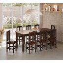 Ver imagem 1 de Conjunto Mesa de Madeira Castanho 200x88 + 8 Cadeiras Estofadas Sfa