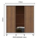 Ver imagem 4 de Guarda Roupa Casal Madesa Mônaco 3 Portas de Correr com Espelho com Pés - Branco/rustic