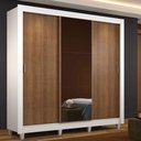 Ver imagem 1 de Guarda Roupa Casal Madesa Mônaco 3 Portas de Correr com Espelho com Pés - Branco/rustic