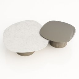 Conjunto de Duas Mesas de Centro Orgânica 100 Cm Mármore e Laqueado - 3
