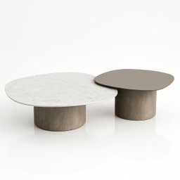 Conjunto de Duas Mesas de Centro Orgânica 100 Cm Mármore e Laqueado - 4