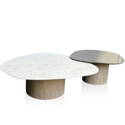 Conjunto de Duas Mesas de Centro Orgânica 100 Cm Mármore e Laqueado - 2