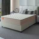Ver imagem 2 de Cama Box Casal Colchão Molas Qatar 138x188x60cm Bege/branco Inducol