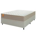 Ver imagem 1 de Cama Box Casal Colchão Molas Qatar 138x188x60cm Bege/branco Inducol