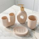Ver imagem 2 de Jogo de Banheiro Lavabo Acessórios Elegante Areia Kit 4pçs