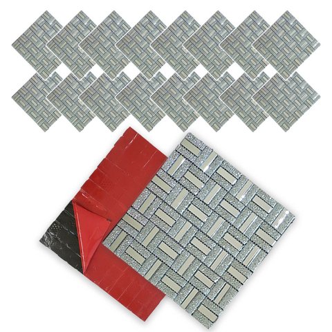Pastilha de Vidro Adesiva Kit 16 Uni Banheiro Cozinha Lavabo Sala Decorativa Moderna Reforma Requint