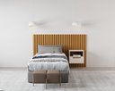 Ver imagem 2 de Cabeceira Ripado para Cama de Solteiro Maracá Nature com Mesa de Cabeceira Jatobá Offwhite - Rede Mó