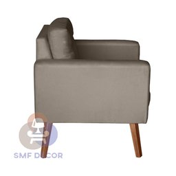 Sofá/poltrona/cadeira Decorativa Glamour Dubai com Pés em Madeira Capuccino - 4