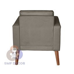 Sofá/poltrona/cadeira Decorativa Glamour Dubai com Pés em Madeira Capuccino - 5