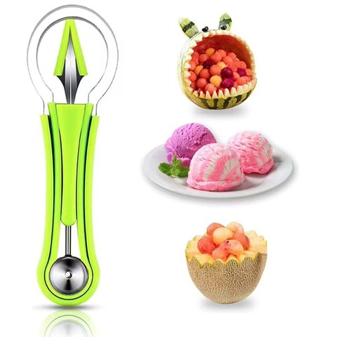 Kit Cortador Boleador de Frutas e Melancia 4 em 1 Aço Inox