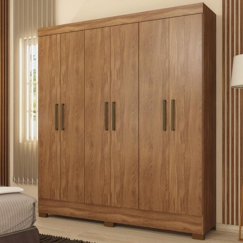 Guarda Roupa Casal 6 Portas e 2 Gavetas Dallas - Amêndola Touch