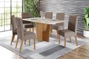 Ver imagem 1 de Mesa de Jantar Vertice 160 C. Vidro 6 Cad. Nina Amendoa - Henn