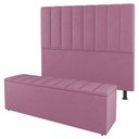 Ver imagem 1 de Kit Cabeceira e Baú Cama Box King Size Cora 195cm Suede Rosa - Desk Design