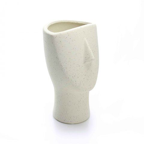 Vaso Decorativo Rosto Areia em Cerâmica 23x15cm - D’Rossi