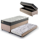 Ver imagem 1 de Bicama Box Baú Solteiro com Colchão Adapto Molas Ensacadas Ecoflex Suede Bege 88x188