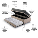 Ver imagem 4 de Bicama Box Baú Solteiro com Colchão Adapto Molas Ensacadas Ecoflex Suede Bege 88x188