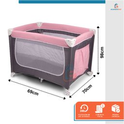 Berço Cercado Desmontável Portátil Chiqueirinho Confort Rosa - 7