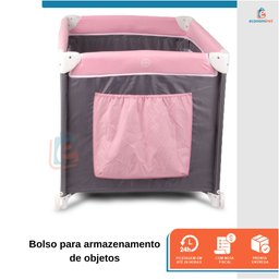 Berço Cercado Desmontável Portátil Chiqueirinho Confort Rosa - 2