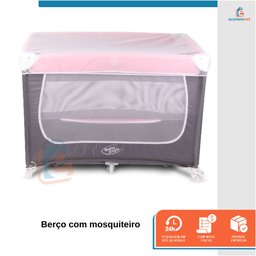Berço Cercado Desmontável Portátil Chiqueirinho Confort Rosa - 6