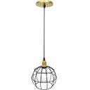 Ver imagem 1 de Pendente Aramado Globo Preto Luminária Lustre Industrial Teto Vintage Dourado Agp Ilumini