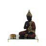 Kit Buda Tibetano Meditando Veste Vermelha 23cm+bandeja 24cm - 1