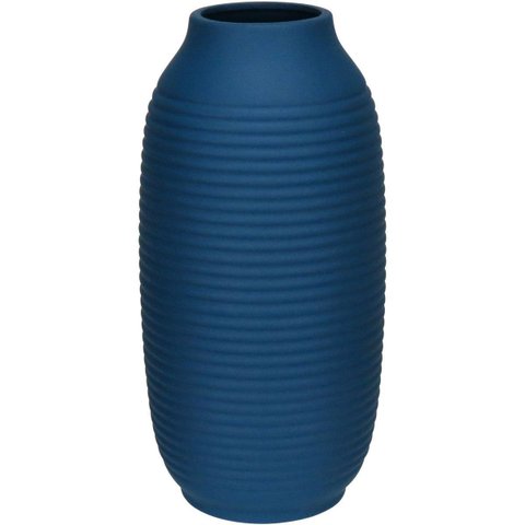 Vaso Decorativo Enfeite Casa Redondo Home&co Cerâmica 28x13x13cm Azul