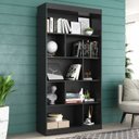Ver imagem 5 de Estante para Livros 4 Prateleiras 181CMX186CM Home Office Espresso Móveis Preto