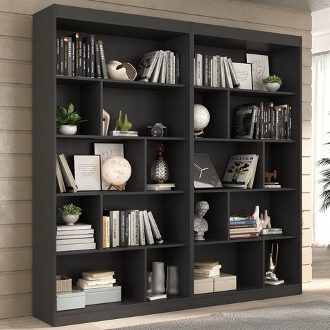 Estante para Livros 4 Prateleiras 181CMX186CM Home Office Espresso Móveis Preto