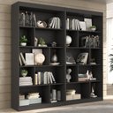 Ver imagem 1 de Estante para Livros 4 Prateleiras 181CMX186CM Home Office Espresso Móveis Preto