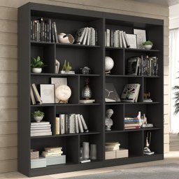 Estante para Livros 4 Prateleiras 181CMX186CM Home Office Espresso Móveis Preto - 1 Estante para Livros 4 Prateleiras 181CMX186CM Home Office Espresso Móveis Preto - 1