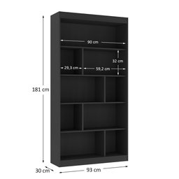 Estante para Livros 4 Prateleiras 181CMX186CM Home Office Espresso Móveis Preto - 9 Estante para Livros 4 Prateleiras 181CMX186CM Home Office Espresso Móveis Preto - 9