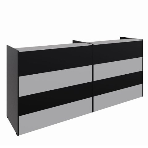 Balcões para Atendimento Recepção Escritório 180 Cm F5 Cor:cinza Sagrado com Preto