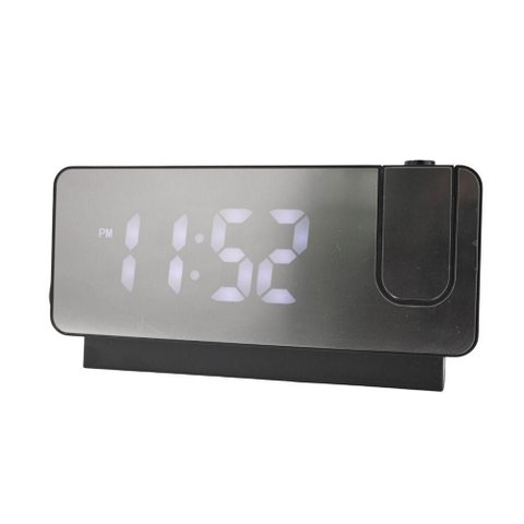 Relogio Alarme Led Espelhado Usb com Projetor de Hora Preto