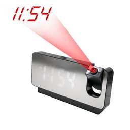 Relogio Alarme Led Espelhado Usb com Projetor de Hora Preto - 2