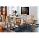 Ver imagem 4 de Mesa de Sala Jantar Jade + Tampo Madeirado Vidro Reto 180x90cm Imbuia/Off White - Rufato