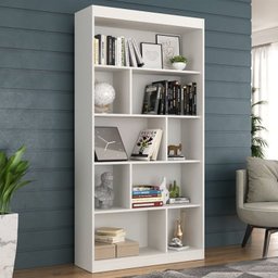 Estante para Livros 4 Prateleiras 181cmx186cm Home Office Espresso Móveis - 5