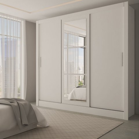 Guarda-roupa Casal Sophia Slim 3 Portas com Espelho - Panorama Móveis