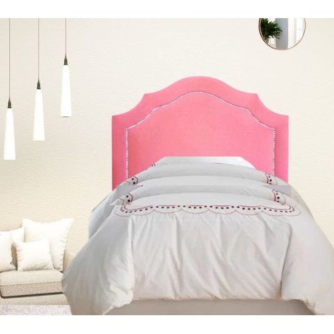 Cabeceira Estofada Provençal com Tachas - Veludo Rosa
